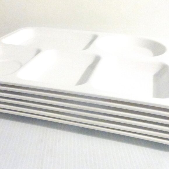 8x WHITE Texas Ware Melamine Ware DINNER TRAYS Vintage Serving Tray TV DINNER - Picture 6 of 9